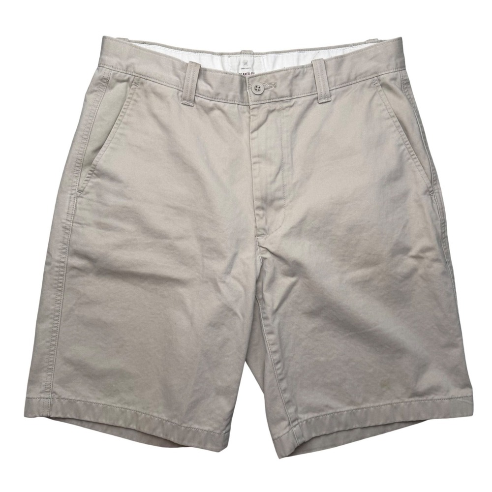 Gap Khakis Shorts Beige Relaxed Fit Pockets Preppy Quiet Luxury Basic Size 33